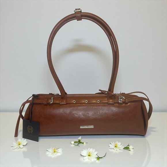 House of Harlow 1960 barrel shoulder bag in brown vegan leather (NWT) - Picture 1 of 4